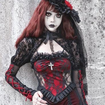 Chic Gothic Lace Corset Top-EMO