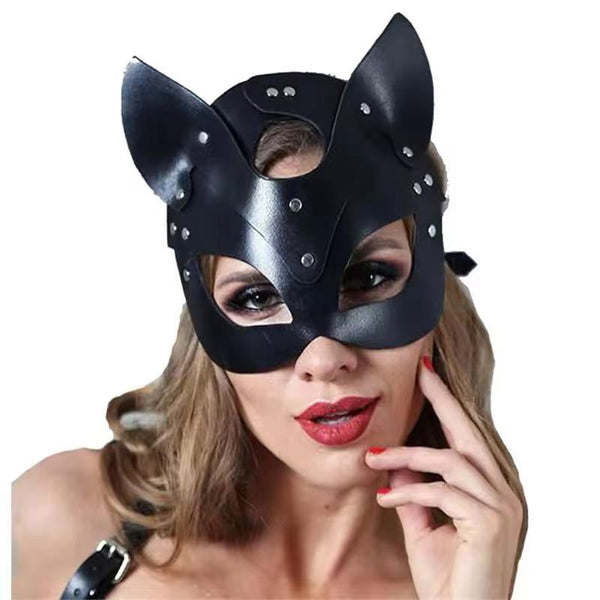 Faux leather cat mask