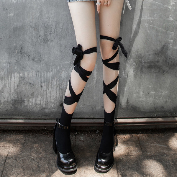 Chic Gothic Cross Straps Socks For Lolita