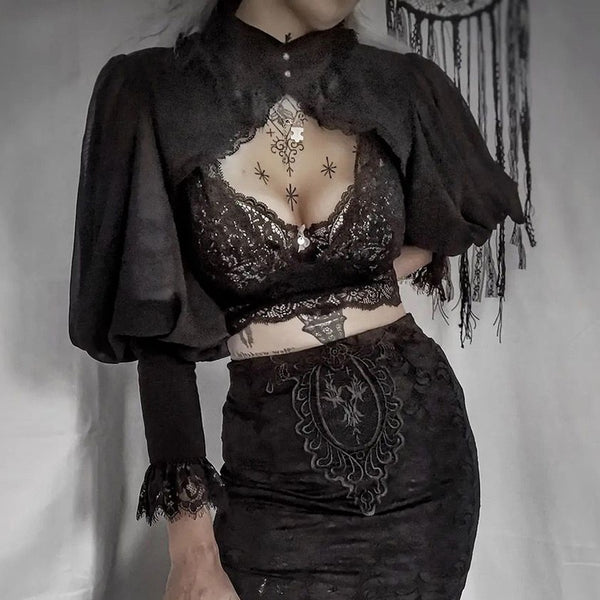 Victorian Gothic Lace Capelet Elegance