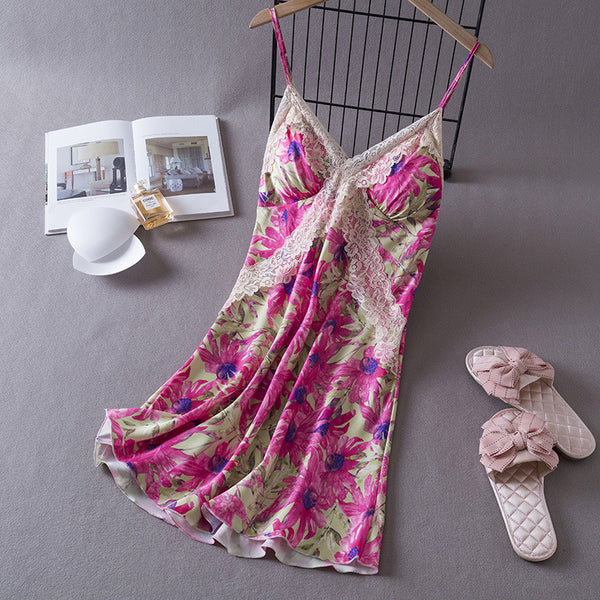 Women Lace Trim Silky Pajama Sets