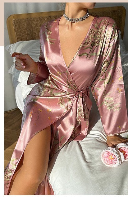 Luxe Full Sleeve Cherry Print Robe