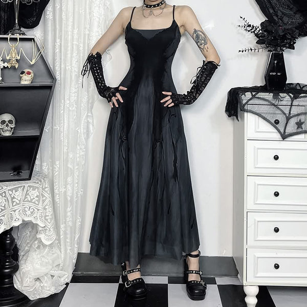 Dark Gothic Butterfly Mesh Maxi Dress