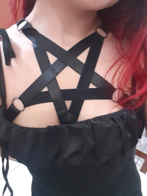 Gothic Sexy Pentagram Harness Bra