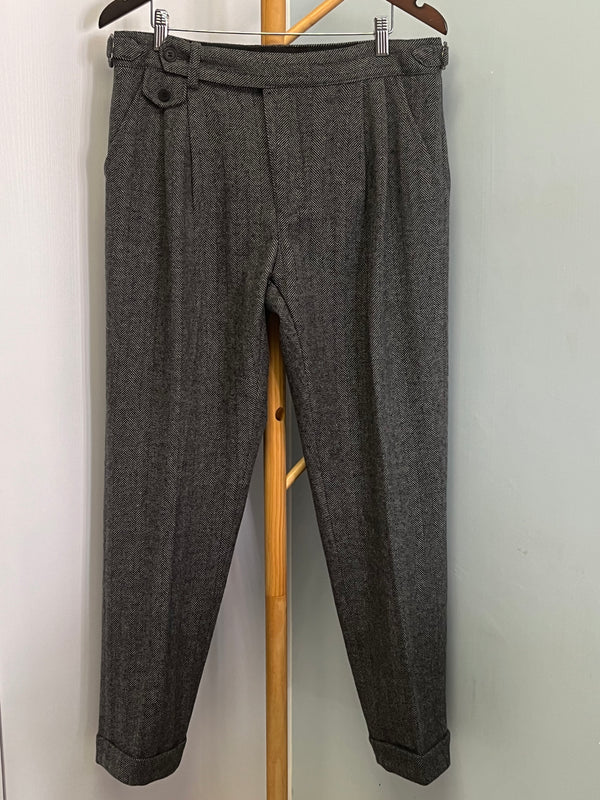 Customize Heavyweight Herringbone Tweed Trousers For Men Women